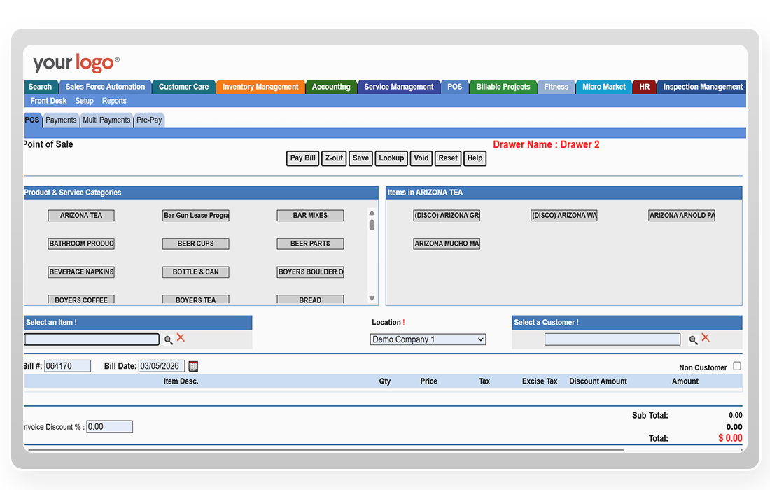 Averiware POS System Interface