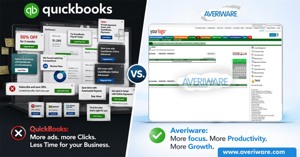 Stop Constant Ads in QuickBooks Online. It's the Time to Move to Averiware